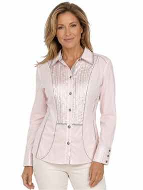 Gerry Weber Pale Pink Button Front Blouse Silver
Pleated Bib Detail